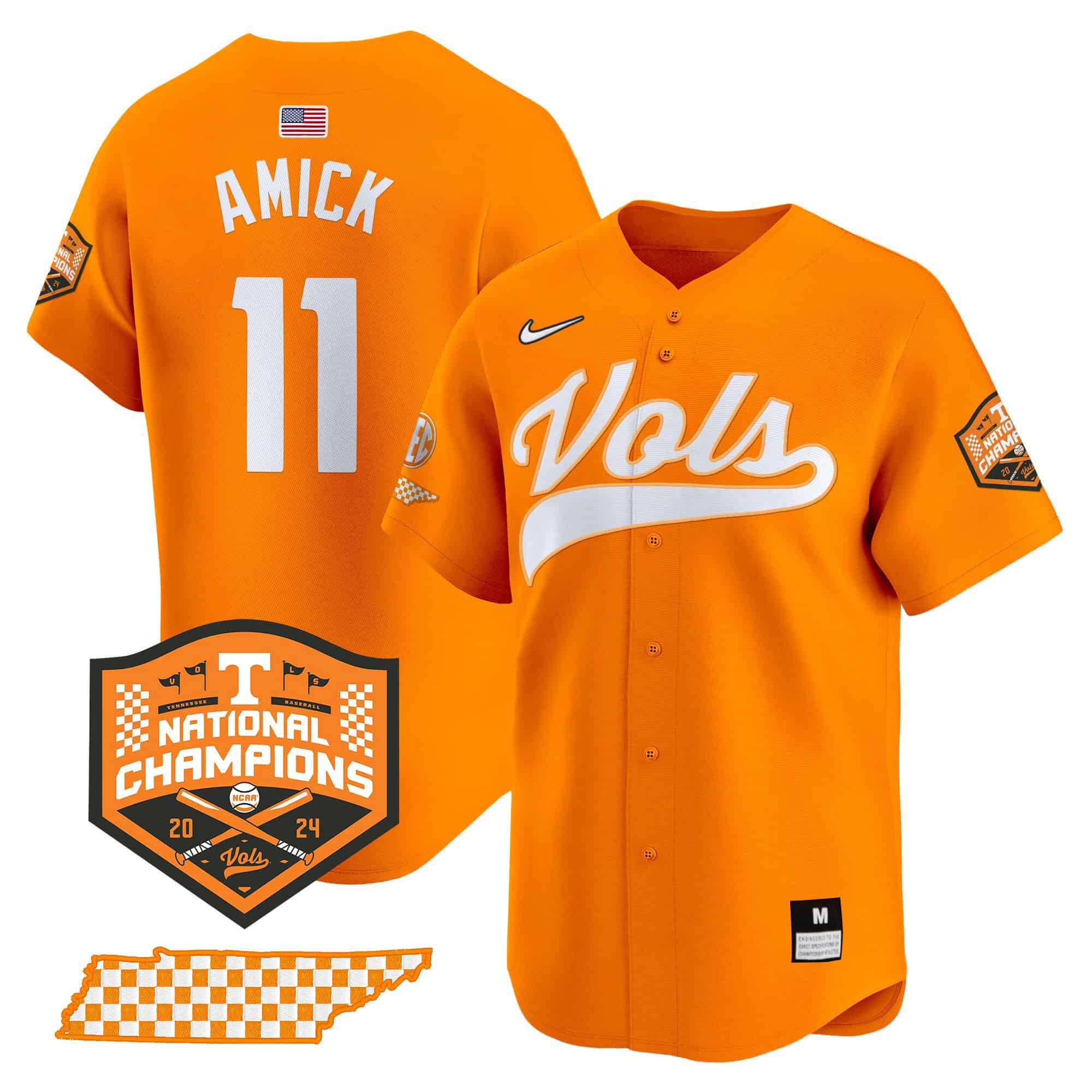 Men Tennessee Volunteers #11 Amick Orange 2024 Nike Champions Vapor Premier Limited NCAA Jersey